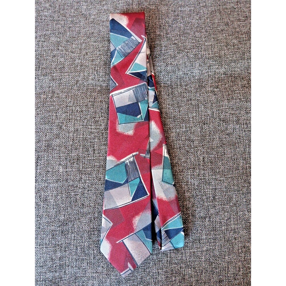 Bugle Boy Tie 70s 80s 90s Y2K Mens Skinny Red Blue Beige 2.75 Wide 57 Long